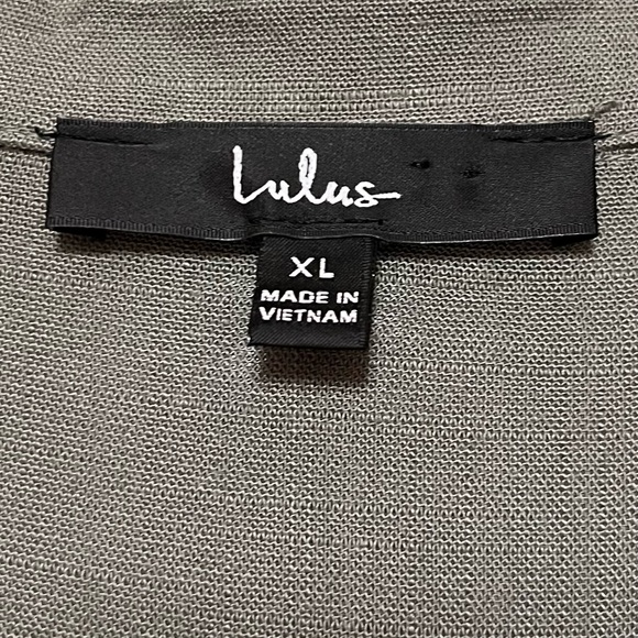 Lulus Oxford Comma Shirt Dress Womens XL Olive Gray Stretch Lagenlook Minimalist - Picture 8 of 12